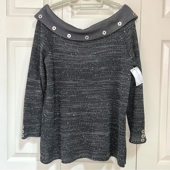 NWT Sportsworks Studio Off-Shoulder Sequin Dressy Sweater - Picture 1 of 14